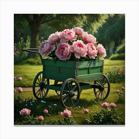 Peonies In A Wagon Canvas Print