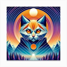 Clover Low Poly Cat Canvas Print