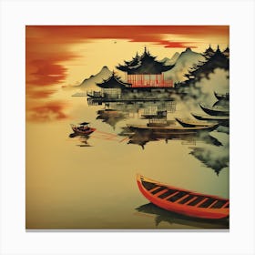 Chinese Fishing Boats Canvas Print