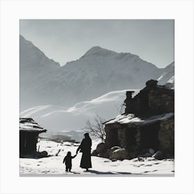 Village In The Snow Canvas Print