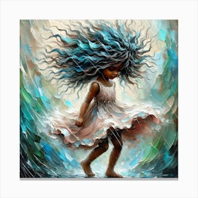 Rainy Day Rhapsody Ethereal Girl Oil Painting Canvas Print