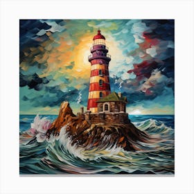 Lighthouse In The Ocean Canvas Print