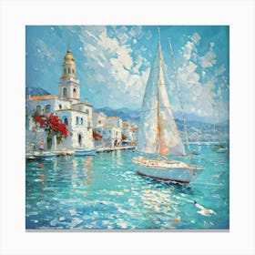 Sailboat In The Harbor Canvas Print