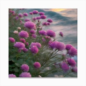 Purple Flowers At Sunset Canvas Print