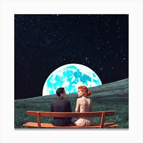 Couple Sitting On A Bench Canvas Print