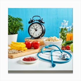 Stethoscope And Vegetables 1 Canvas Print