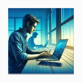 Man Working On Laptop 4 Canvas Print