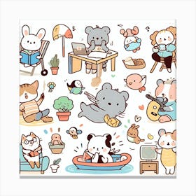 Kawaii Doodles 1 Canvas Print