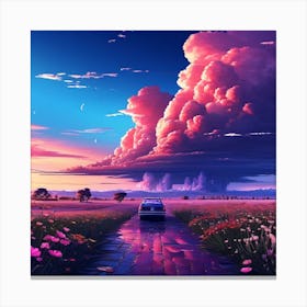 Sunset In A Field Canvas Print