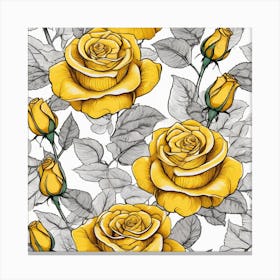 Yellow Roses Seamless Pattern 12 Canvas Print