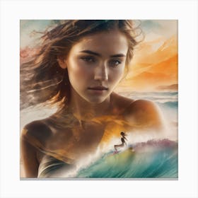 Girl On The Wave Canvas Print