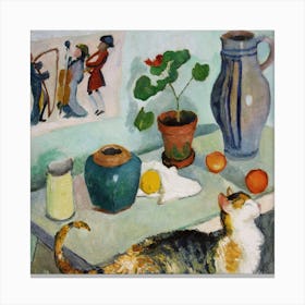 Still Life With A Cat, August Macke Canvas Print