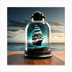 Ship In A Glass Jar Canvas Print