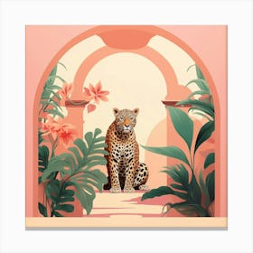 Leopard 2 Pink Jungle Animal Portrait Canvas Print