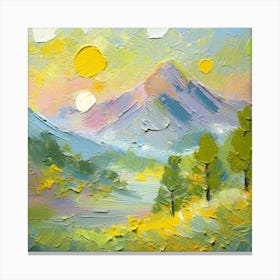 Firefly An Illustration Of A Beautiful Majestic Cinematic Tranquil Mountain Landscape In Neutral Col (10) Canvas Print