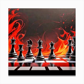 Chess Pieces On Fire Canvas Print
