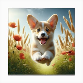 Frolicking Corgi Canvas Print