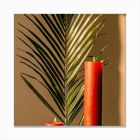 Red Candles And Palm Tree Canvas Print