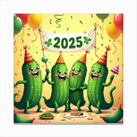 Flux Dev A Vibrant And Lively Illustration Of A Pickle Party C 1 Canvas Print