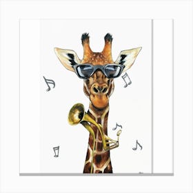 Jazz Playing Giraffe In Sunglasses Print Art And Wall Art Canvas Print