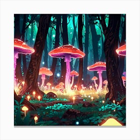 Mushrooms In The Forest 2 Canvas Print