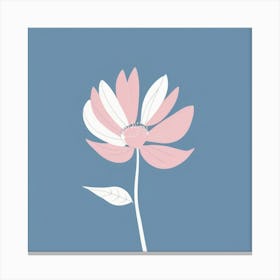 A White And Pink Flower In Minimalist Style Square Composition 253 Canvas Print