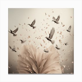 Book With Birds Flying art print Canvas Print