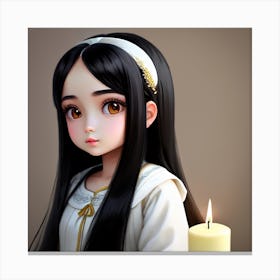 Anime Girl With Candle Canvas Print