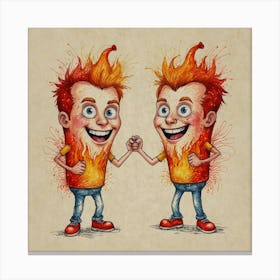 Two Flaming Men Toile