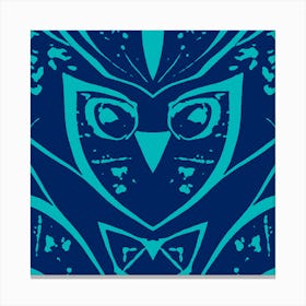 Abstract Owl Two Tone Dark Blue Canvas Print
