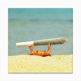 Crab Smoking A Cigarette Canvas Print