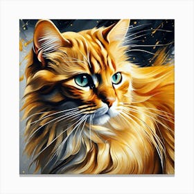 Orange Cat Painting 2 Canvas Print