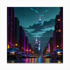 Glowing Streets The Beating Heart of the City Canvas Print