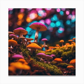 Magic Mushrooms In The Forest Canvas Print