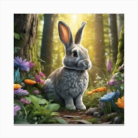 Bunny In Forest Ultra Hd Realistic Vivid Colors Highly Detailed Uhd Drawing Pen And Ink Perfe (1) Canvas Print