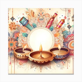 Diwali Greeting Card 12 Canvas Print