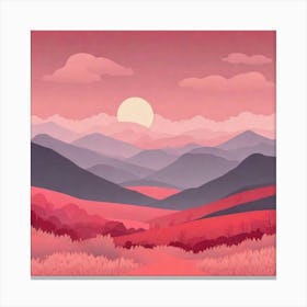 Misty mountains background in red tone 75 Canvas Print