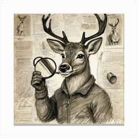 Deer With Magnifying Glass 21 Canvas Print