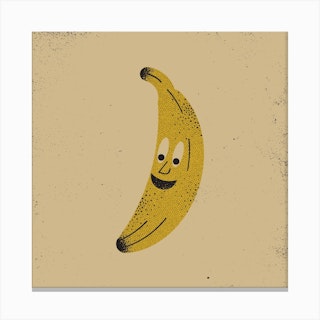 Happy Banana Square Canvas Print