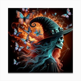 Witch With Butterflies Canvas Print