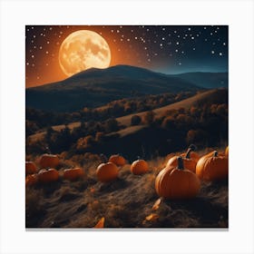 Full Moon Over Pumpkins Canvas Print