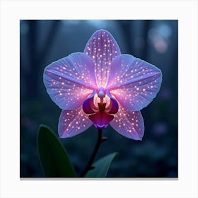 A Dreamy Orchid With Petals Of Glowing, Ethereal Patterns In A Mystical, Twilight Garden 1 Canvas Print