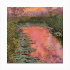 Tranquil Reflections Monet Inspired Painting Of A Serene Pond (3) Canvas Print