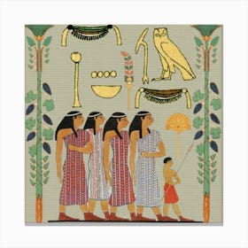 Egyptian Paper Women Child Owl Canvas Print