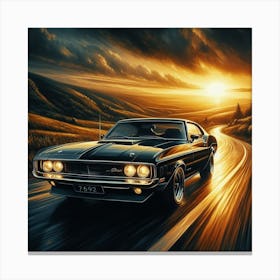 Muscle Car At Sunset Canvas Print