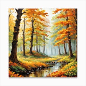 Forest In Autumn In Minimalist Style Square Composition 338 Canvas Print