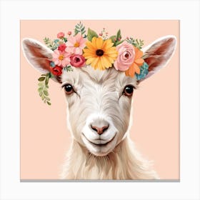 Floral Baby Goat Nursery Illustration (16) Canvas Print