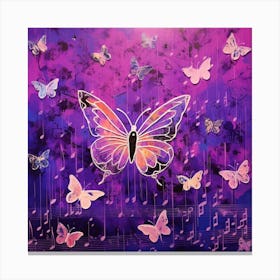 Music Notes And Butterflies Canvas Print
