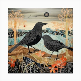 Bird In Nature Blackbird 2 Canvas Print