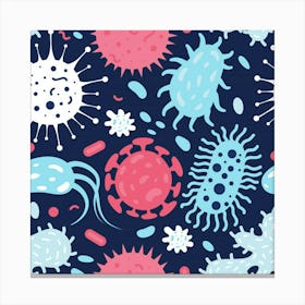 Bacteria And Viruses Seamless Pattern Canvas Print